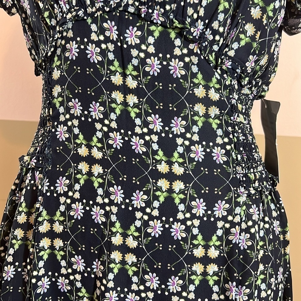 Max Studio Floral Flutter Sleeve Ruffle Midi Dress Size Medium - Picture 5 of 11